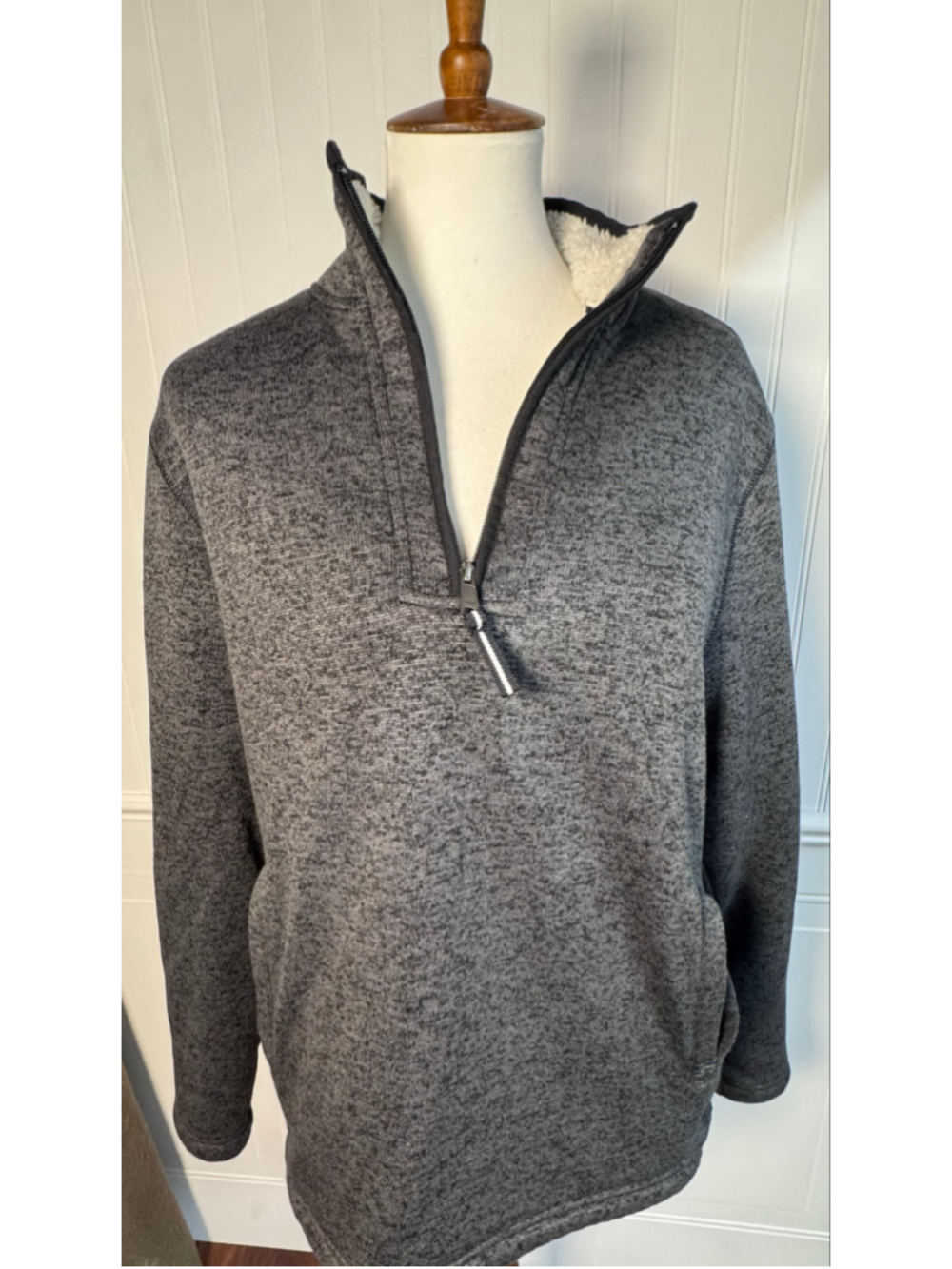 Women's Orvis Grey Fleece-Lined Quarter-Zip Sweatshirt Size S